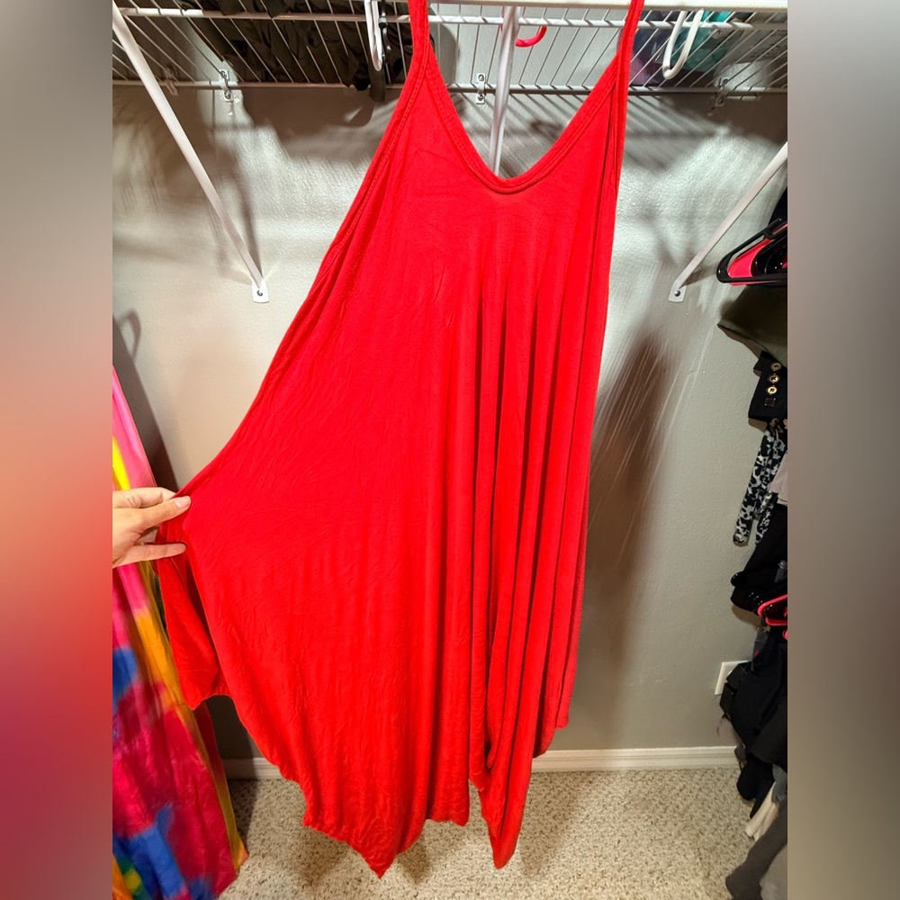 Bright Red Sleeveless Harem Jumpsuit